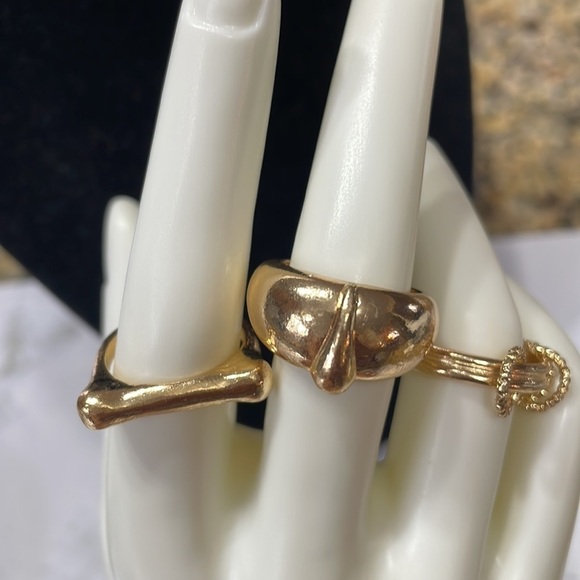 Gold Geo Trio Ring Set - Picture 6 of 10